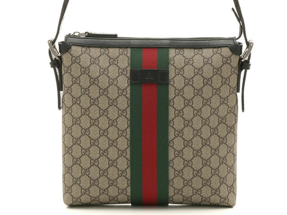 Gucci GG Supreme Monogram Web Messenger Bag beige ebony GG canvas